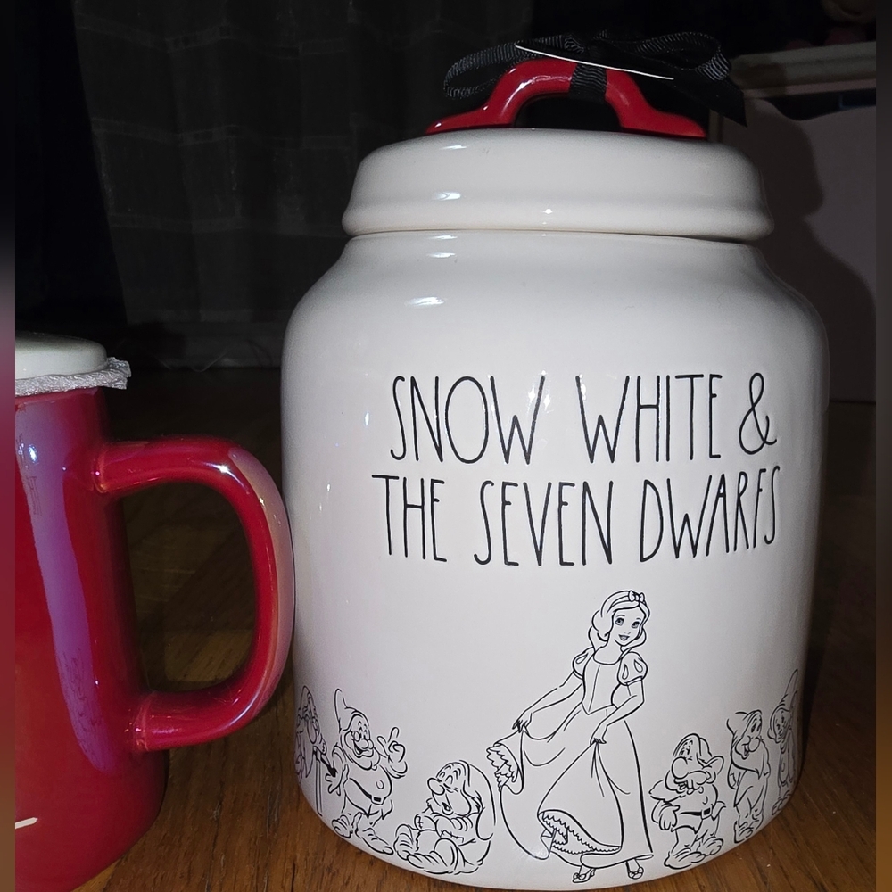 Rae Dunn Snow White Seven Dwarfs, Evil Queen Canisters & Poison Apple Mug Bundle - Picture 4 of 9